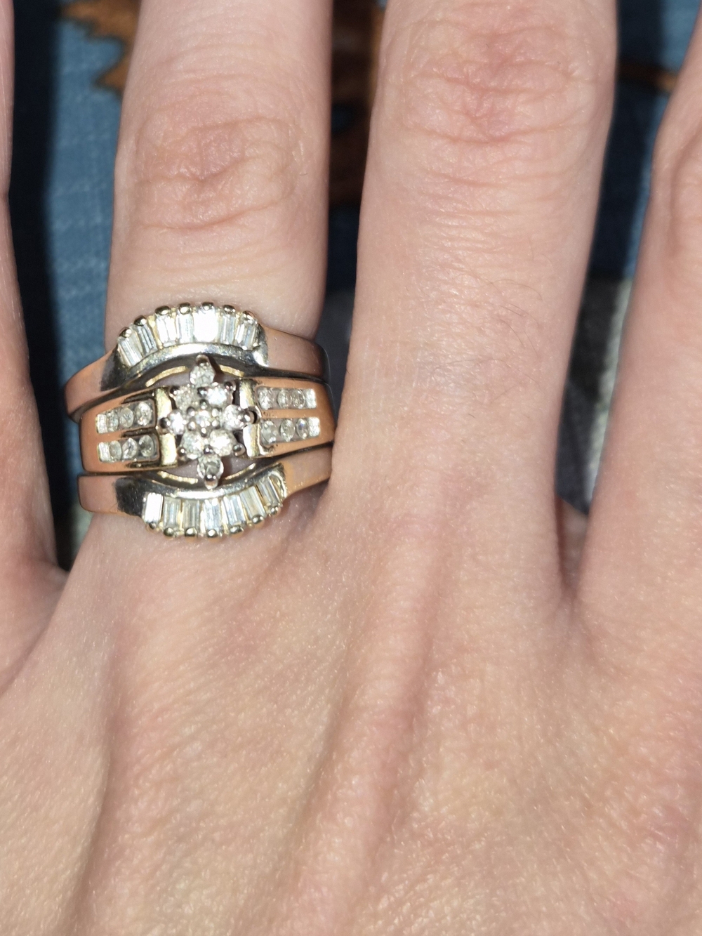 Classic Gold Bridal Ring Set with White Stones